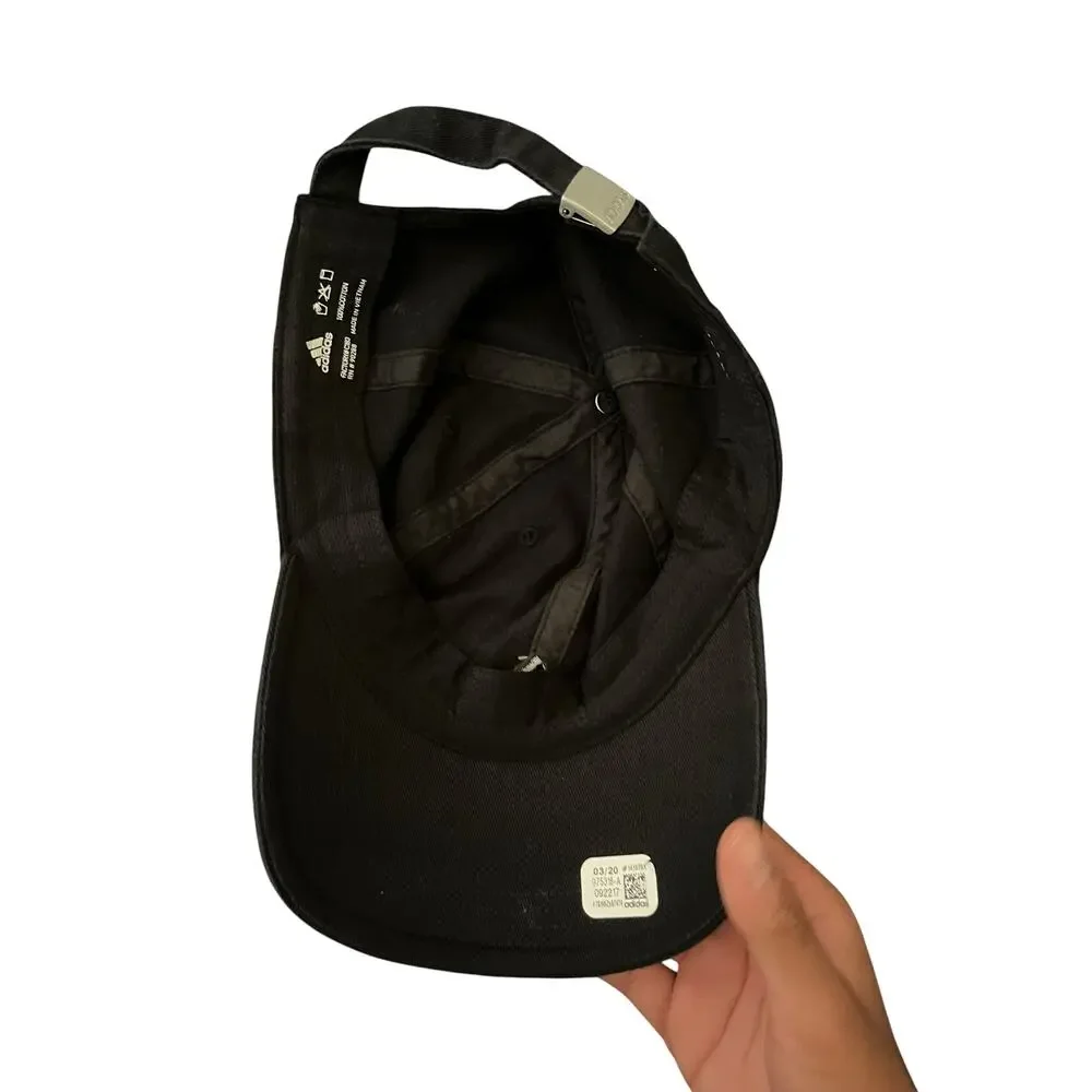 Adidas Aeroready OS Black Embroidered Strapback Workout Athletic Baseball Cap